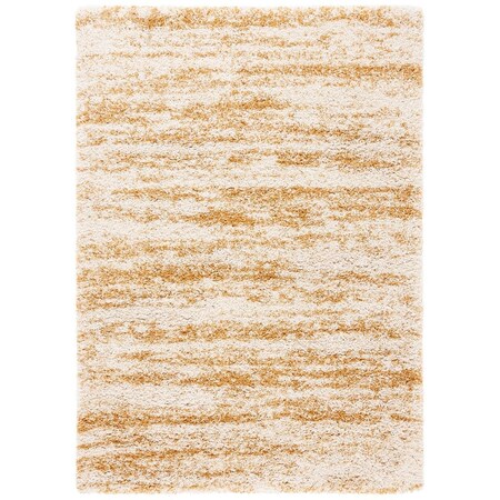 Safavieh 5 ft.-1 in. x 7 ft.-6 in. Hudson Shag Rectangle Area Rug; Ivory & Gold SGH206D-5